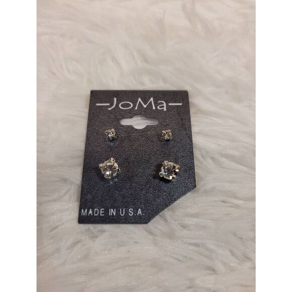 (3 for $15) Joma Silvertone Australian Crystal Stud Earrings- NEW - Picture 1 of 4